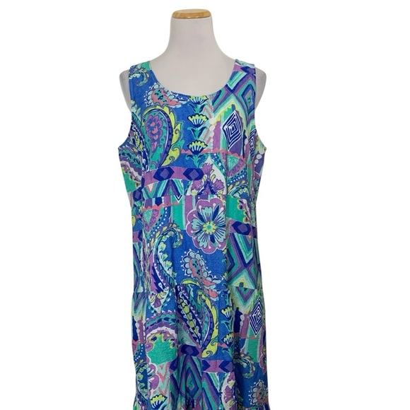 Escape By Habitat Tiered Maxi Dress Womens M Tropical Floral Resort Rayon Tencel - Picture 3 of 17